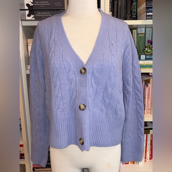 Zara Sweaters - Zara Lilac Purple V Neck Cable Knit Cardigan